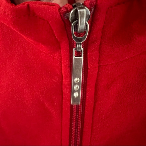 Vintage TANJAY Petite Red Blazer | Suede-Like Textured Fabric | Women's Size 12P - Picture 7 of 8
